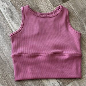 Chic Pink Ribbed Kids Tank Top